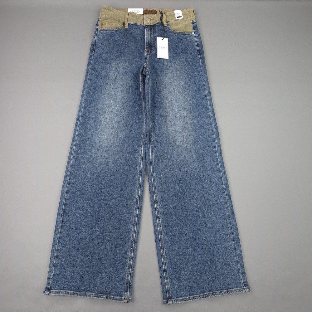 Judy Blue Jeans Womens 5/27 Medium Blue Column Straight Mid Rise Denim Corduroy